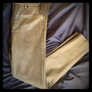 High Rise Coated Ankle Skinny Jeans Gunmetal Metal